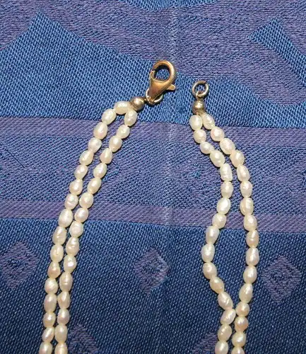 Schmuck,Süßwasser-Perlenkette,3-4mm,21,0 cm,Schloss:925 Silber,20.Jhdt,