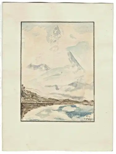 Original-Aquarell Matterhorn,monogrammiert und datiert 1946