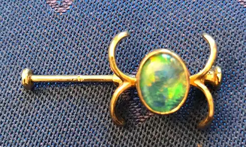 Schmuck,Akoja Perlenkette,Ø7 mm,43 cm(dp.-reihig)20.Jhdt,14 Kt Verschluß+Opal