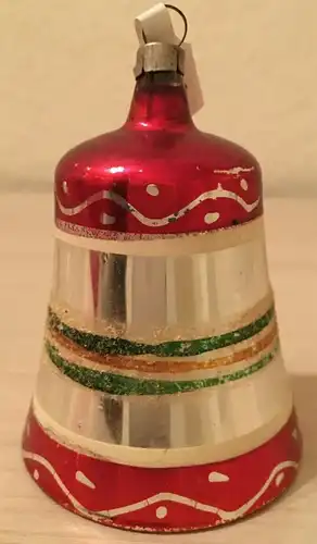 Baumschmuck,Weihnachten, Kugel, Glocke, bemalt,Glas,ca.1960,zum Aufhängen