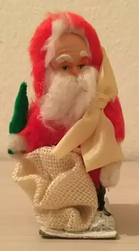 Weihnachtsschmuck, Weihnachtsmann aus Kunststoff und Stoff, handgemacht