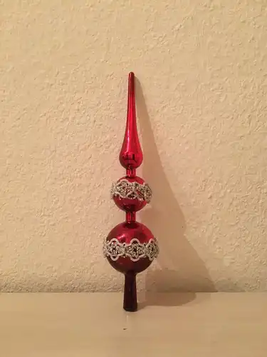 Weihnachtsschmuck, Baumspitze mit silberner Deko, aus Glas