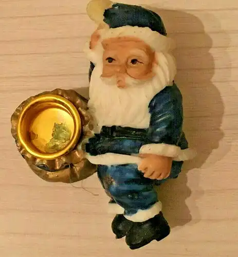 Weihnachtsschmuck, Weihnachtsmann, Kerzenständer , aus Alabaster