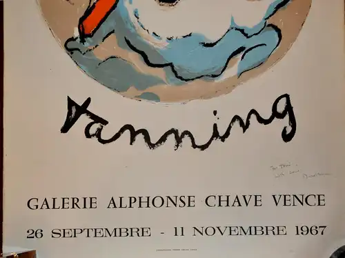 Lithografie-Plakat,Tanning,1967,Galerie Chave,Vence,handschriftl.Widmung f.Toni