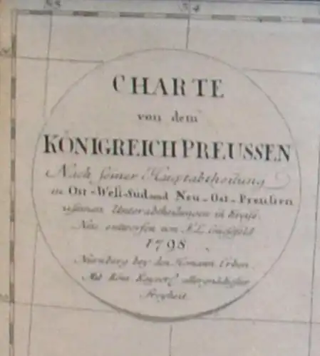 Kupferstich Landkarte, Königreich Preussen,Homann Erben,gerahmt,ungeöffnet,1798