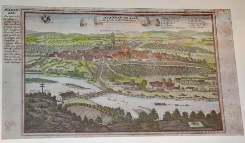 Schongau am Lech ,G.Bodenehr,ca 1720 ,Kupferstich,gerahmt unter Passepartout