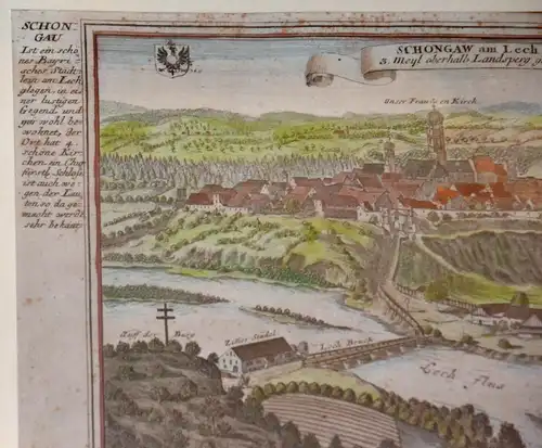 Schongau am Lech ,G.Bodenehr,ca 1720 ,Kupferstich,gerahmt unter Passepartout