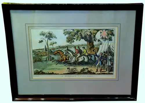 4 Handkolorierte Lithografien.Großbritanien,A Steeple Chase,London 1837,gerahmt