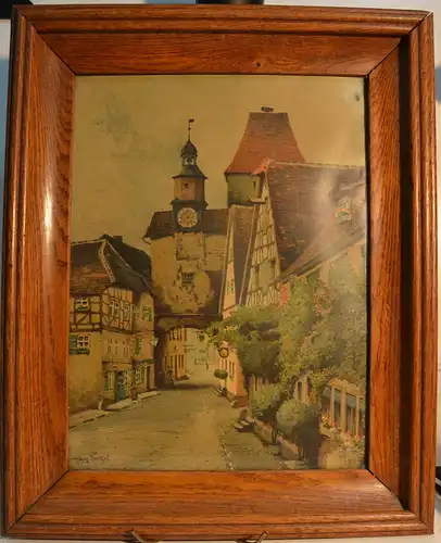 Farblithographie,Hans Prentzel, Rothenburg ob der Tauber,gerahmt
