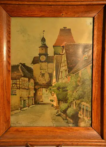 Farblithographie,Hans Prentzel, Rothenburg ob der Tauber,gerahmt