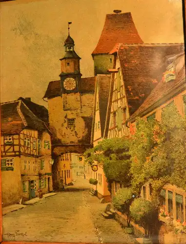 Farblithographie,Hans Prentzel, Rothenburg ob der Tauber,gerahmt