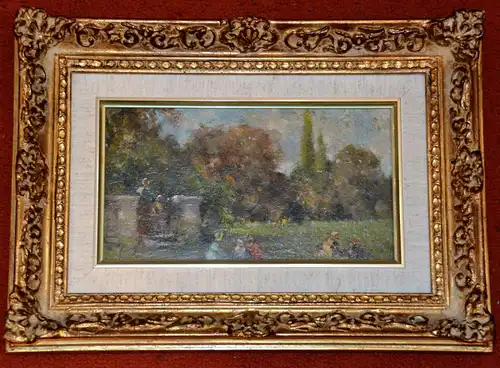 Gemälde,Öl auf Holz,Landschaft mit Staffage,bez. Josef Bulant .1923-2014
