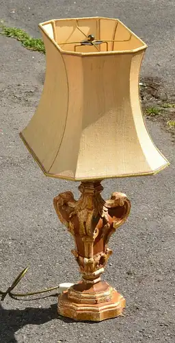 Tischleuchter, Holz handgeschnitzt,teilweise Gold gefasst,Kirchenfassung,ca.1970