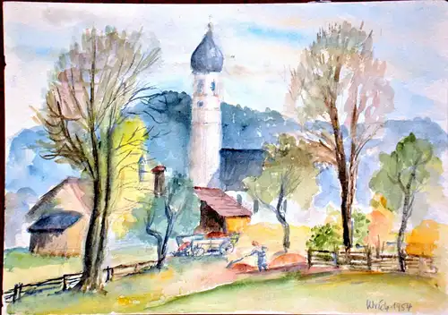 Aquarell,Ulrich,Gaissach,30.Okt.1954