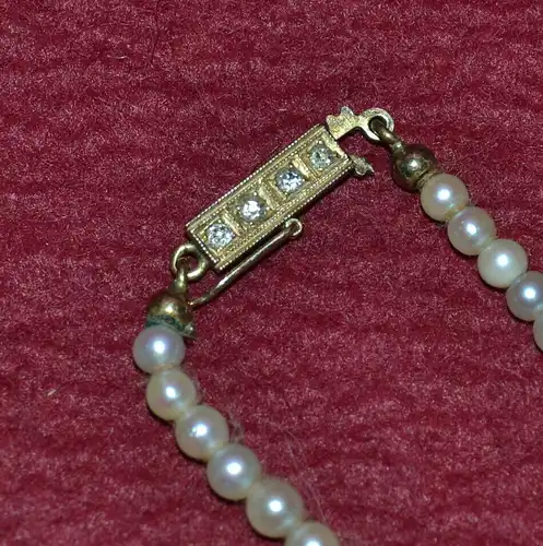 Perlenkette,Akoyazuchtperlen Collier weiß,Japan 22 cm ,Ø 2-7mm,Schloss14 KT