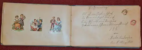 Poesiealbum,um 1900,mit vielen Oblaten, Widmumgen aus der Tegernseer Gegend