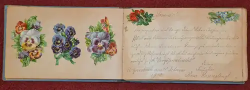 Poesiealbum,um 1900,mit vielen Oblaten, Widmumgen aus der Tegernseer Gegend