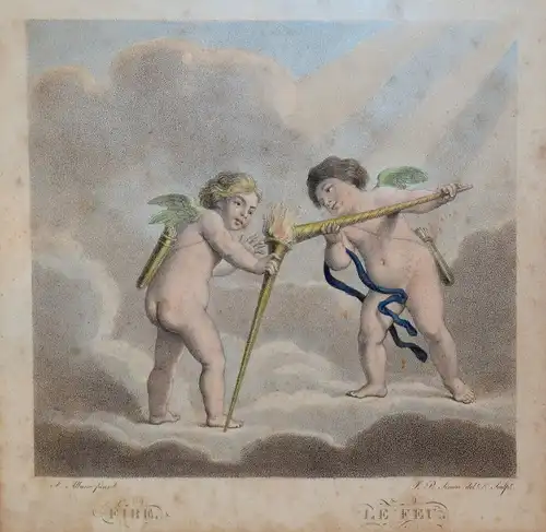 Vier Kol.Radierungen,Elemente,van Limborch pinxit,J.P.Simon sculpsit,m.R.18.Jhdt