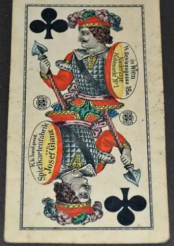 Spielkarten,19.Jhdt.J.Glanz in Wien,wohl vor 1900,8 St.gerahmt,Herz u.Kreuz