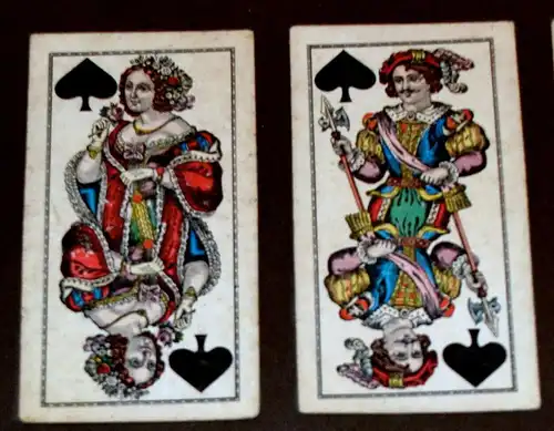 Spielkarten,19.Jhdt.J.Glanz in Wien,wohl vor 1900,8 St.gerahmt,Pic u.Karo