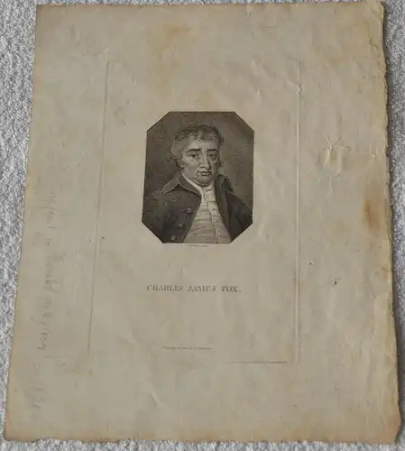 Kupferstich,1820,Charles James Fox,Zschoch sculpsit,Zwickau,Gebr. Schumann