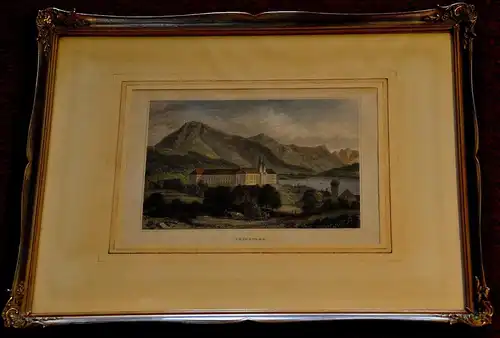 Tegernsee,Stahlstich,koloriert,gerahmt,Passepartout,Ende 19. Jhdt.