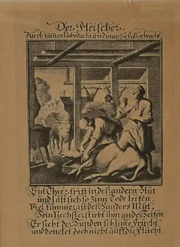 Kupferstich,Jan Luyken,Der Fleischer,(Metzger,Butcher)1698,
