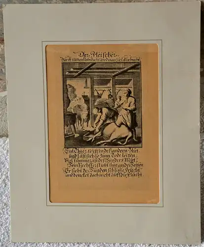 Kupferstich,Jan Luyken,Der Fleischer,(Metzger,Butcher)1698,