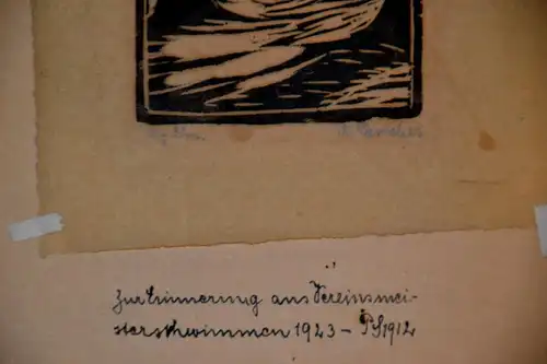 Linolschnitt,Personen im Wald,sign.K. Postels 23