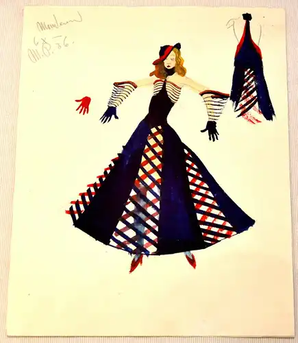 Aquarell,Moritz Pathe,Kostümentwurf,signiert,datiert,1936