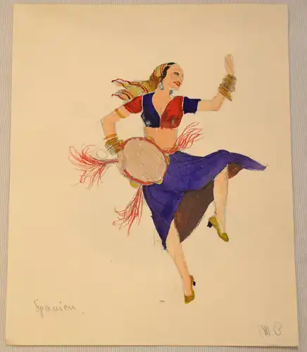 Aquarell,Moritz Pathe,Kostümentwurf Spanien,1936