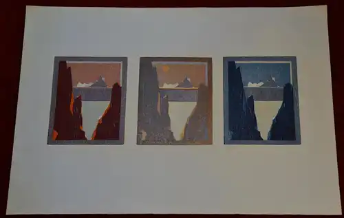 Farb-Radierung,Titel:Eisberg in 3 Tageszeiten,e.a, Nr.4 von 4 Blättern,1970