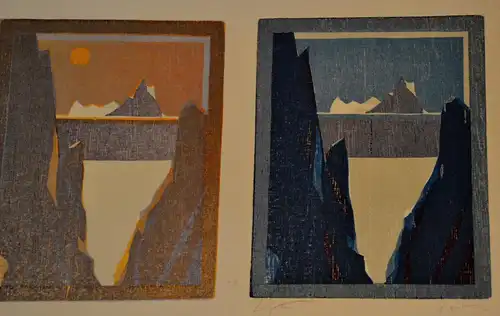 Farb-Radierung,Titel:Eisberg in 3 Tageszeiten,e.a, Nr.4 von 4 Blättern,1970