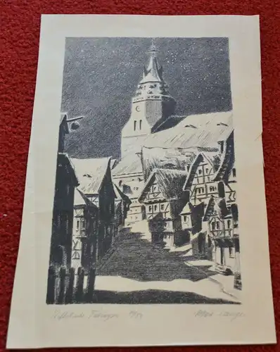 Grafik, Stiftskirche in Tübingen,signiert Max Lange,23/50