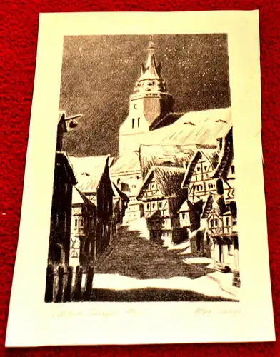 Grafik, Stiftskirche in Tübingen,signiert Max Lange,23/50