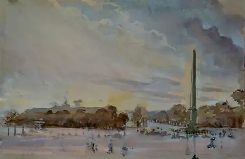 Aquarell,Paris,Place de la Concord,Obelisk von Luxor,1941/42