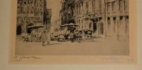 Grafik,Brüssel,Grand Place,9/25,links u.bezeichnet u. rechts signiert,dat.1929