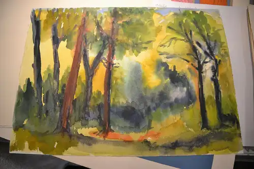 Aquarell,Ulrich,Wald,Impression,ca.1964,rückseitig signiert