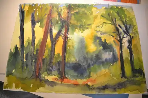 Aquarell,Ulrich,Wald,Impression,ca.1964,rückseitig signiert