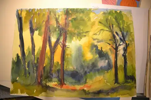 Aquarell,Ulrich,Wald,Impression,ca.1964,rückseitig signiert