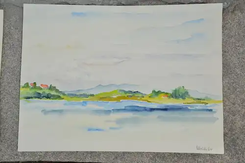 Aquarell,Ulrich,Landschaft mit See,Impression,1964
