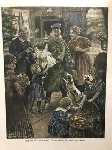 Holzschnitt koloriert, Weihnachten 1918