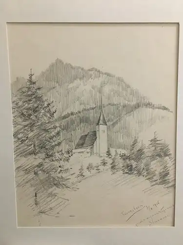 Zeichnung,Bleistift, Kirche Frauenstein, 1915