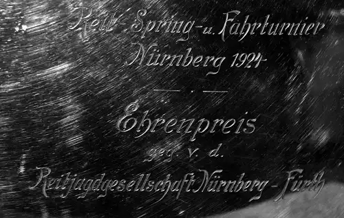 Reitjagdgesellschaft Nürnberg,Glasdose m.Silberdeckel,dat.1924,D. 21 cm.H:13 cm