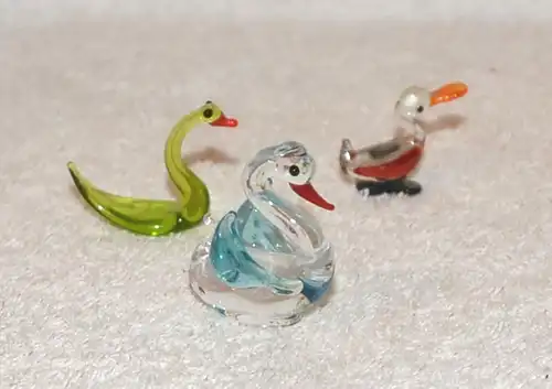 Glasfiguren,Drei verschiedene Vögel, ca 1960