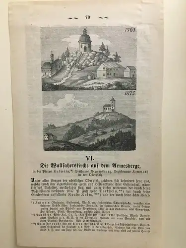Grafik, Holzschnitt , Die Wallfahrtskirche auf dem Urmesberge