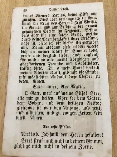 Kupferstich, Vesper Gebete