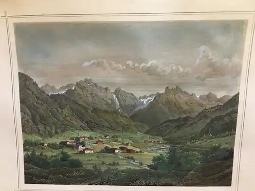 Allgäu , Stahlstich koloriert, Hintersteinthal,  ca 1930