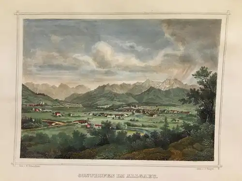 Allgäu ,Stahlstich, Sonthofen in Allgäu, ca 1930