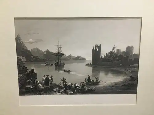 Grafik,Stahlstich, Kalendria an der  Küste von Sizilien,1840,Kalifengräber